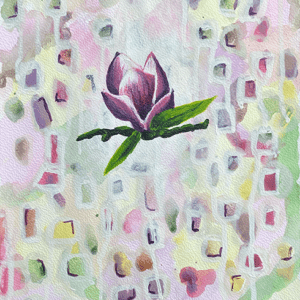 1 magnolia rose, acrylverf op papier, 21x30cm, Elize Jorritsma