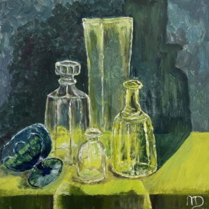 Glas, 50x50cm, acrylverf op doek, Marij van Dongen