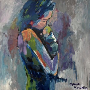 Moederliefde, 70x70cm, acrylverf op doek, Dymphie Hendriks