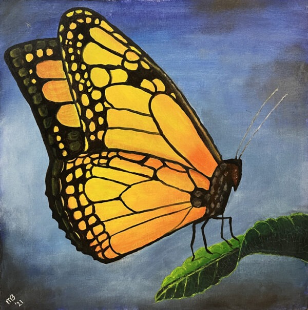Vlinder, acrylverf op canvas, Marij Bevaart