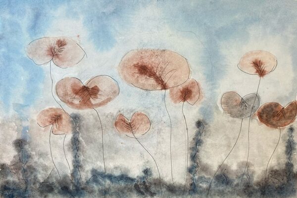 Waterlelies, aquarelverf op papier, 21x30cm, Elize Jorritsma