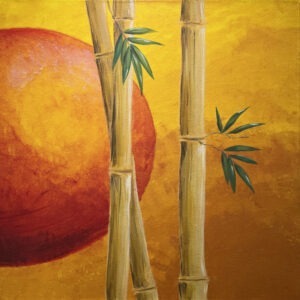 Bamboe, acrylverf op canvas, Wilma van der Heijden